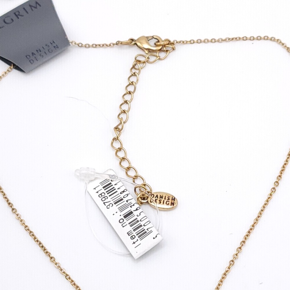 Pilgrim Gold Superhero Necklace Feather Drop Pendant Crystal Danish Charm - Picture 3 of 4
